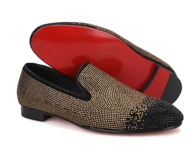 Gold & Black Caviar Slippers