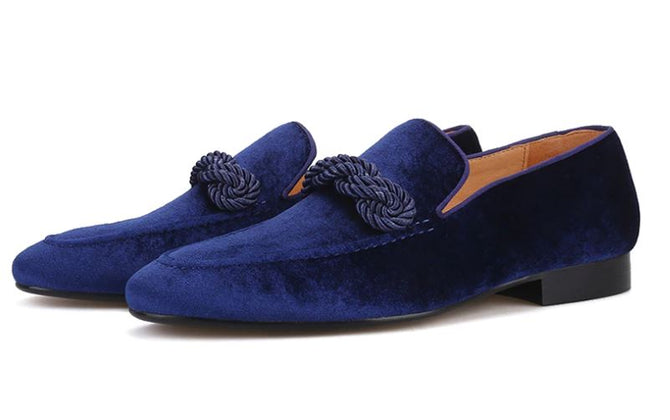 Velvet Navy Slippers