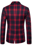 Red Plaid Double Breasted Blazer
