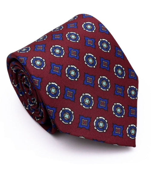 Maroon Tie With Geometric Patterns